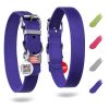 Long Lasting Leather Dog Collar for Large Dogs Medium Small Dogs Adjustable with Durable Buckle D Ring 11-14 inch Neck x 3/5 inch Wide Purple Color