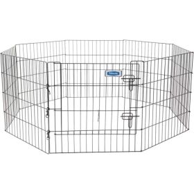 Petmate Exercise Pen Single Door with Snap Hook Design and Ground Stakes for Dogs Black (Option: 24" tall)